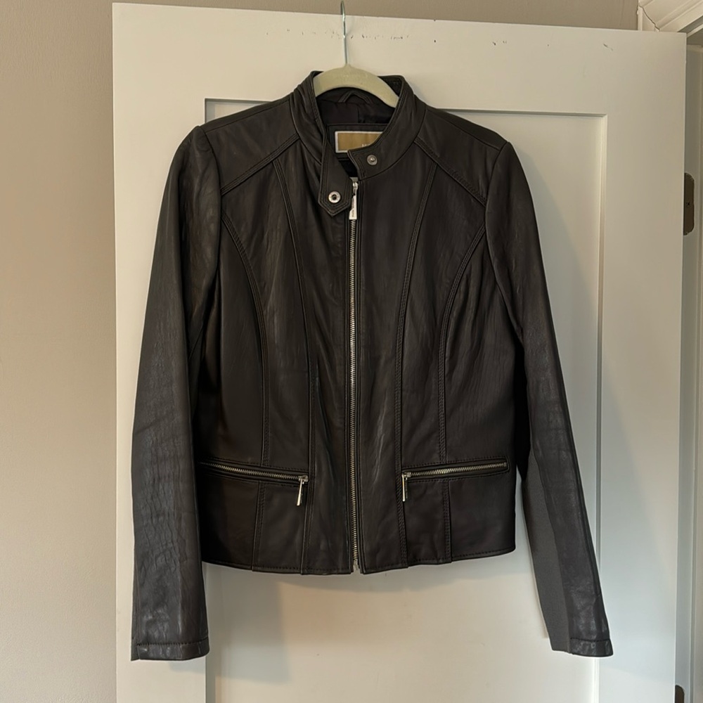 Michael Kors grey leather jacket